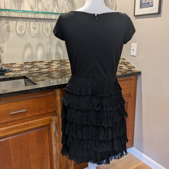 Stunning Silk Tiered Little Black Dress Cocktail Prom Formal Wedding Party Date - Picture 6 of 6